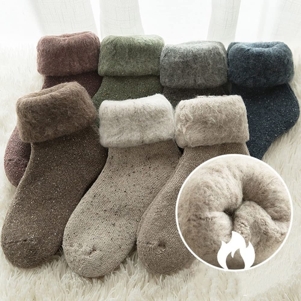 Calzini da Donna - 6 Paia di Calzini da Neve Extra Spessi, Calzini in Cotone Peluche Solido, Calzini Termici da Esterno per Interni alla Moda Invernale, Calzini da Pavimento per La C