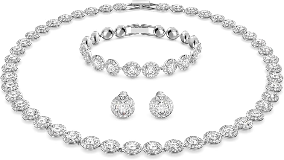 Swarovski Angelic Jewelry Set – Necklace, Bracelet & Earrings (Rhodium, Crystal)
