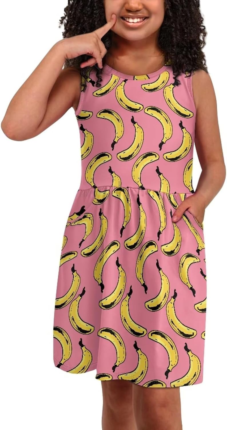 Cute Floral Sundress for Girls Comfy Soft Swing Loose Fit Sleeveless Summer Dress with Pockets