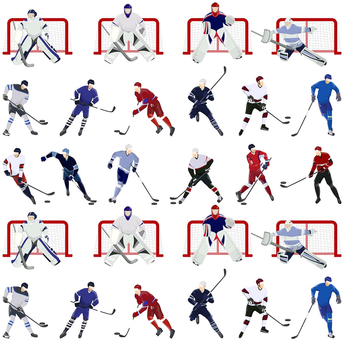 Ice Hockey Upholstery Fabric for Chairs,Hockey Player Winter Sports Outdoor Fabric by The Yard,Hockey Punk Hockey Stadium Fabric for Upholstery and Home DIY Projects,1 Yard,(L92*W150cm) Red White