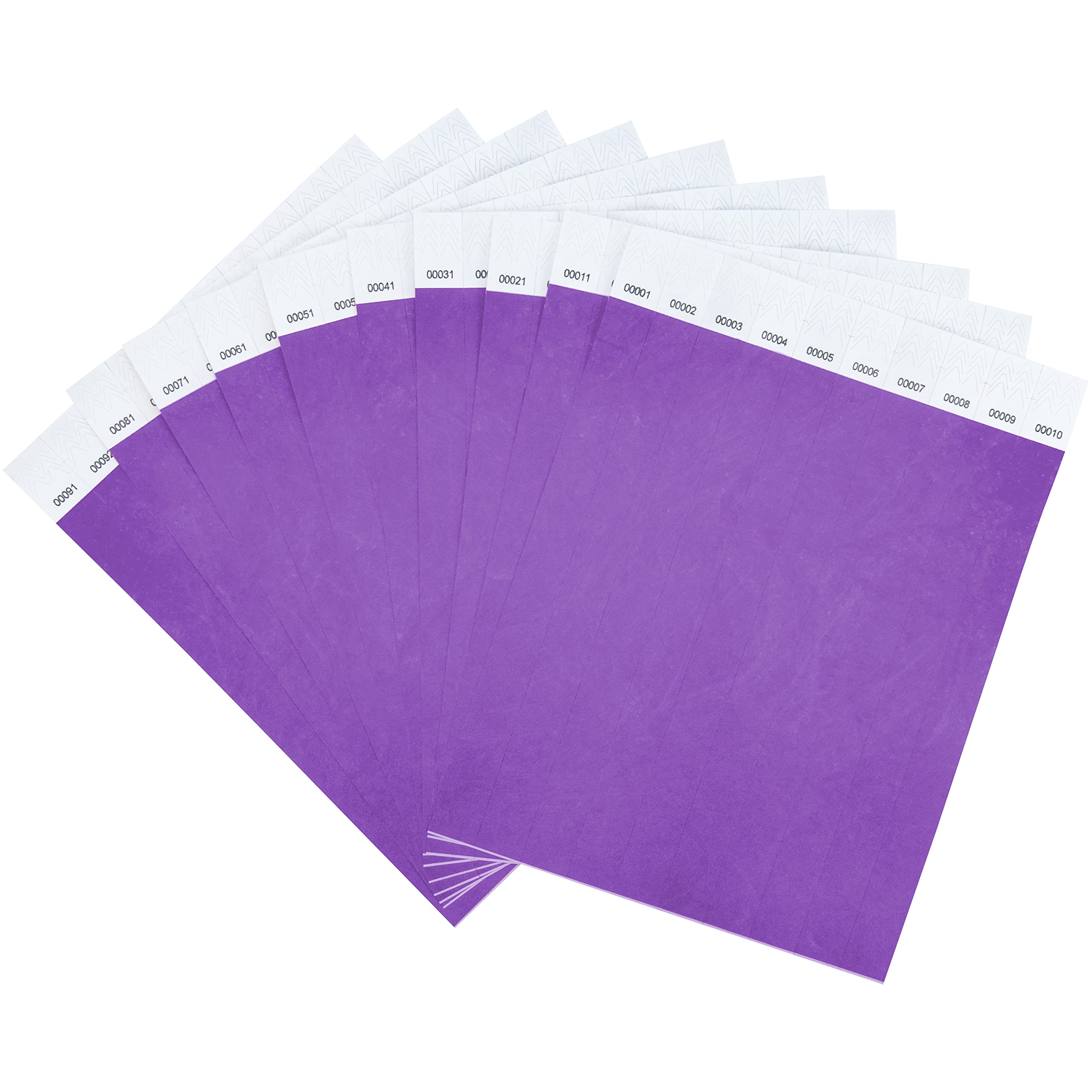 DGBDPACK 100 Pcs Wristbands, 1-100 Consecutive Numbers Waterproof Tearproof Wrist Straps Admission Bracelets Tickets (Purple)