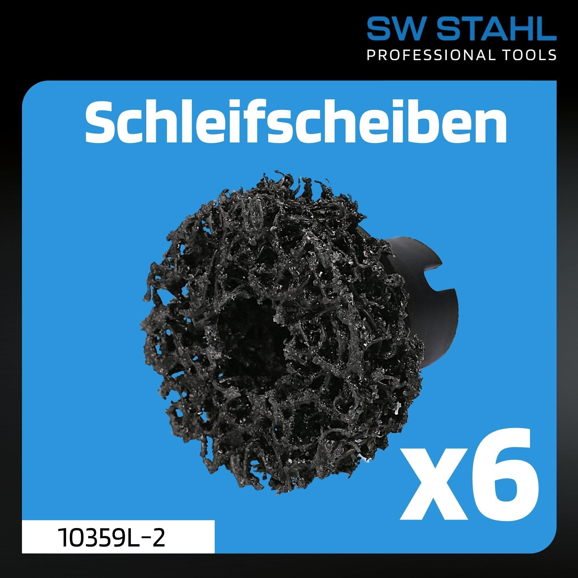 SW-Stahl 10359L-2 Ersatzreinigungsscheiben für Radnabenschleifer - 6 Stück | Schleifscheiben 40 mm Ø - Ersatzbürsten zur Rostentfernung - Zubehör für Radnaben-Reinigungsbürste Set 10359L