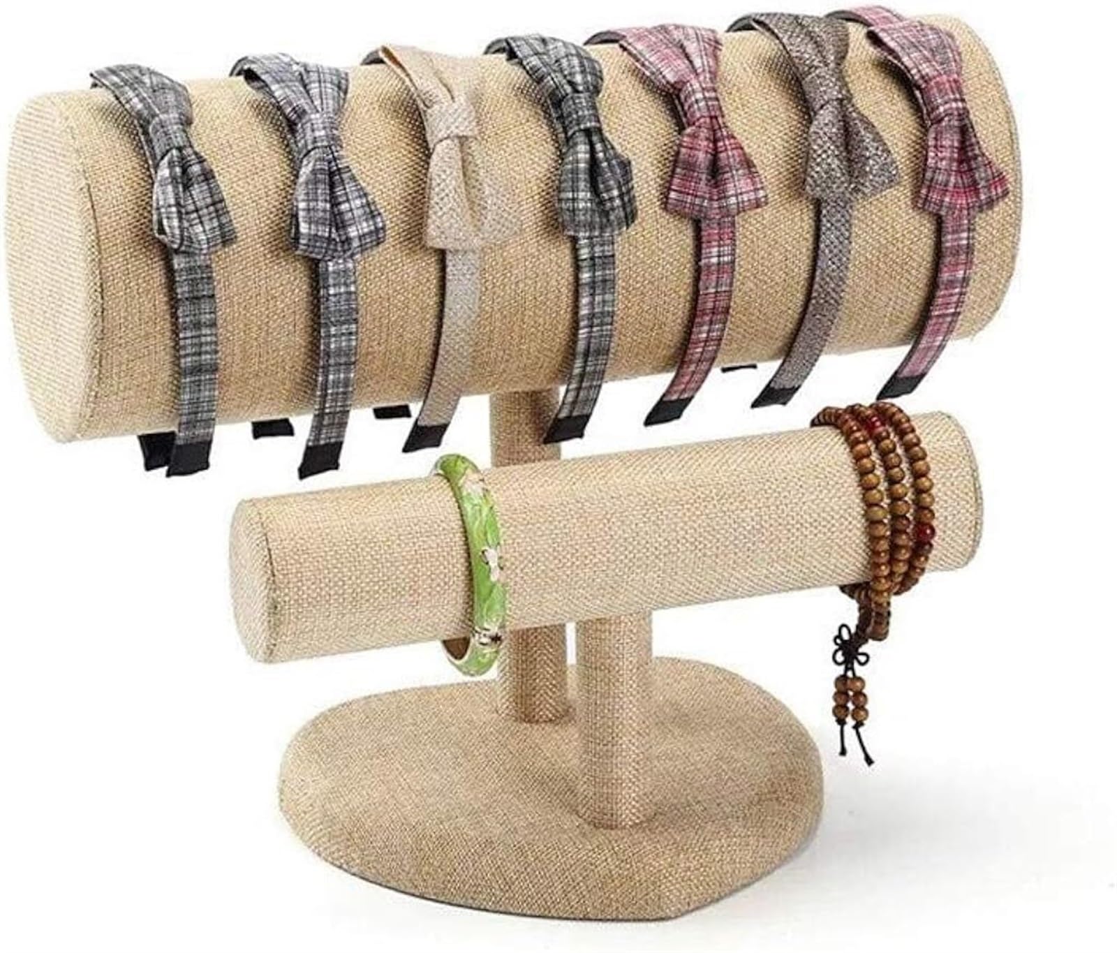 Schmuckständer Schmuckhalter, Samt Haarspange Band Stirnband Krone Halter Shop Schmuck Display Ständer Rack Schmuckbaum(Beige)