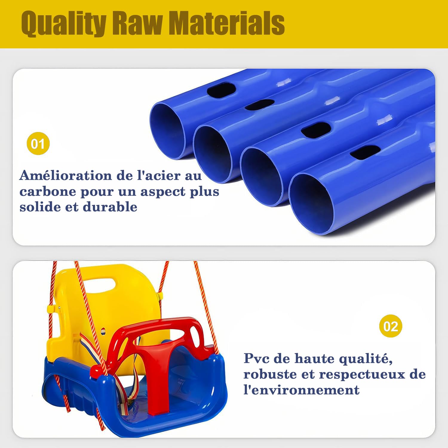 Balancoire Bebe 3 en 1, Balancoire pour Enfant Intérieure/Extérieure avec Support en Métal Pliable, Convient Aux Enfants De Tous âges, Facile à Assembler et à Ranger