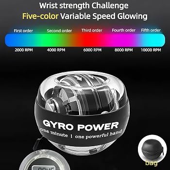 Hand Exerciser Gyroscopique – Compteur LED, Résistance Ajustable, Renforcement Mains/poignets