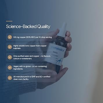 Ionic Copper – 100ml Liquid Supplement | Bioavailable Trace Mineral | Supports Energy, Immunity & Connective Tissue Health | Vegan, Additive-Free | UK Made | Metabolics
