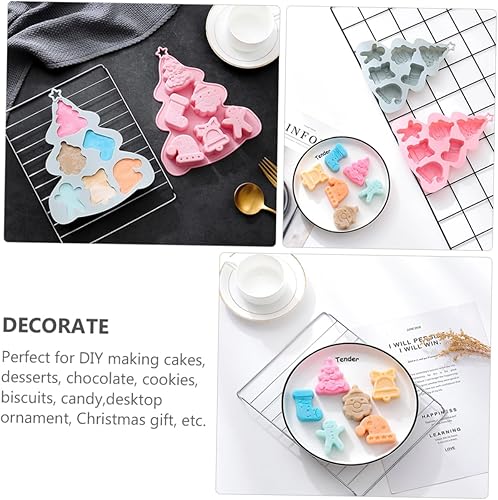 Miniatura 7 de HOMSFOU Molde de silicona para pastel de 2 piezas para resina molde de chocolate de Navidad moldes de chocolate de Navidad fondant de gel de sílice