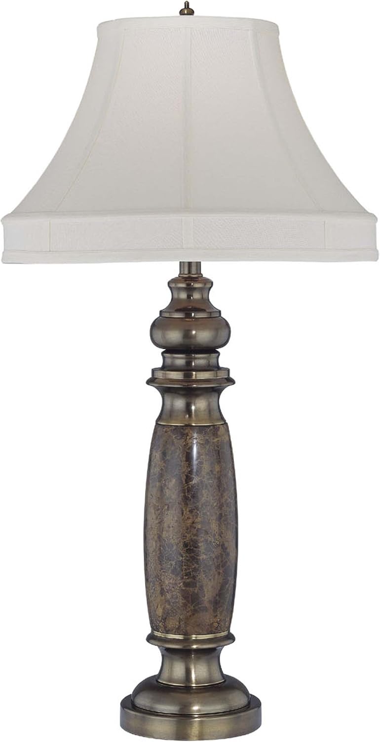 Exclusive Discount 80% Offer Lite Source EL-30034 Holbrook Table Lamp, Antique Brass with Marble with White Fabric Shade, Gold Exclusive Lite Source EL-30034 Holbrook Table Lamp, Antique Brass with Marble with White Fabric Shade, Gold