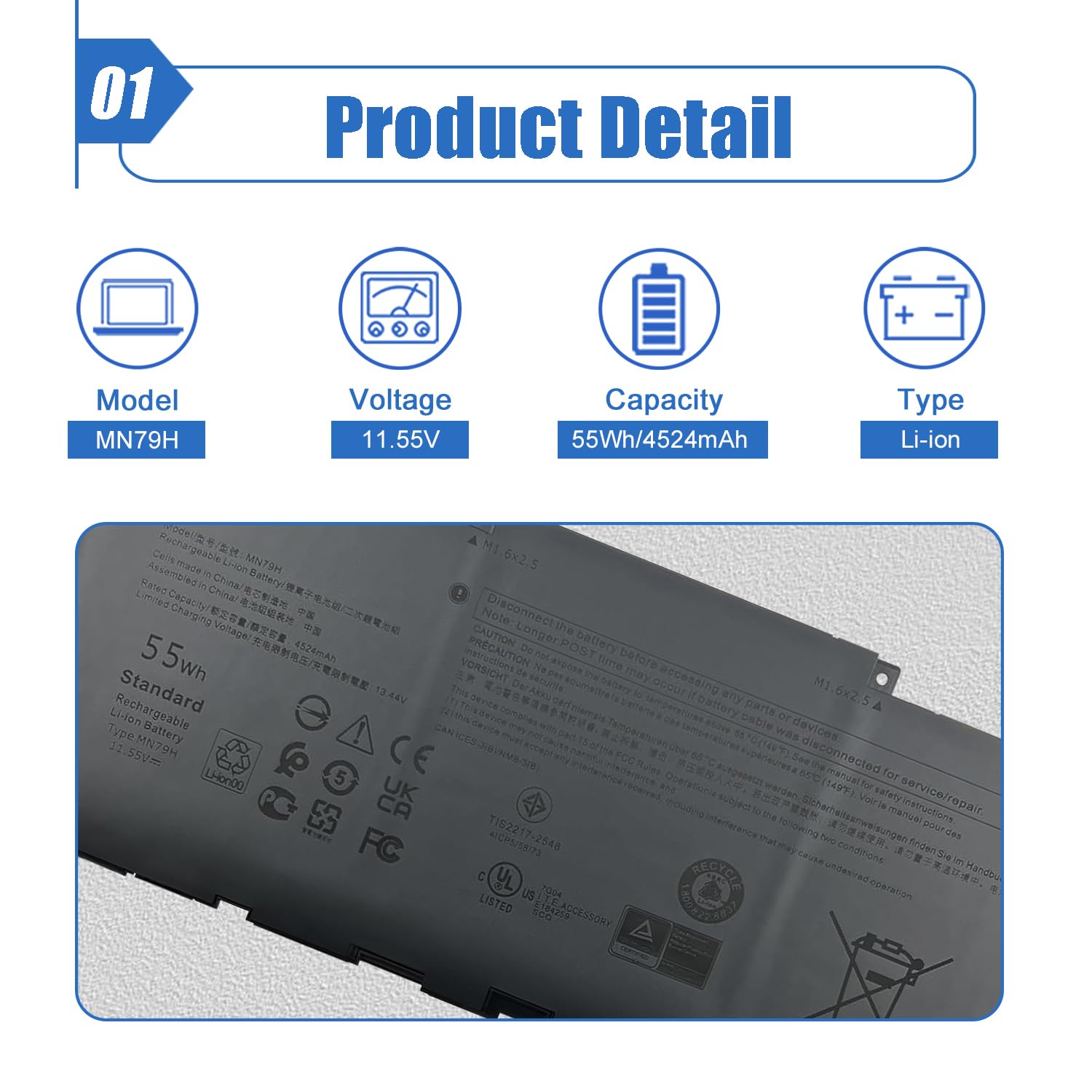 バッテリー◎13 マイクロソフト i7-8SSD256GBオフィス2in1 2K Amazon.com: Dentsing 55Wh MN79H Laptop Battery Replacement for