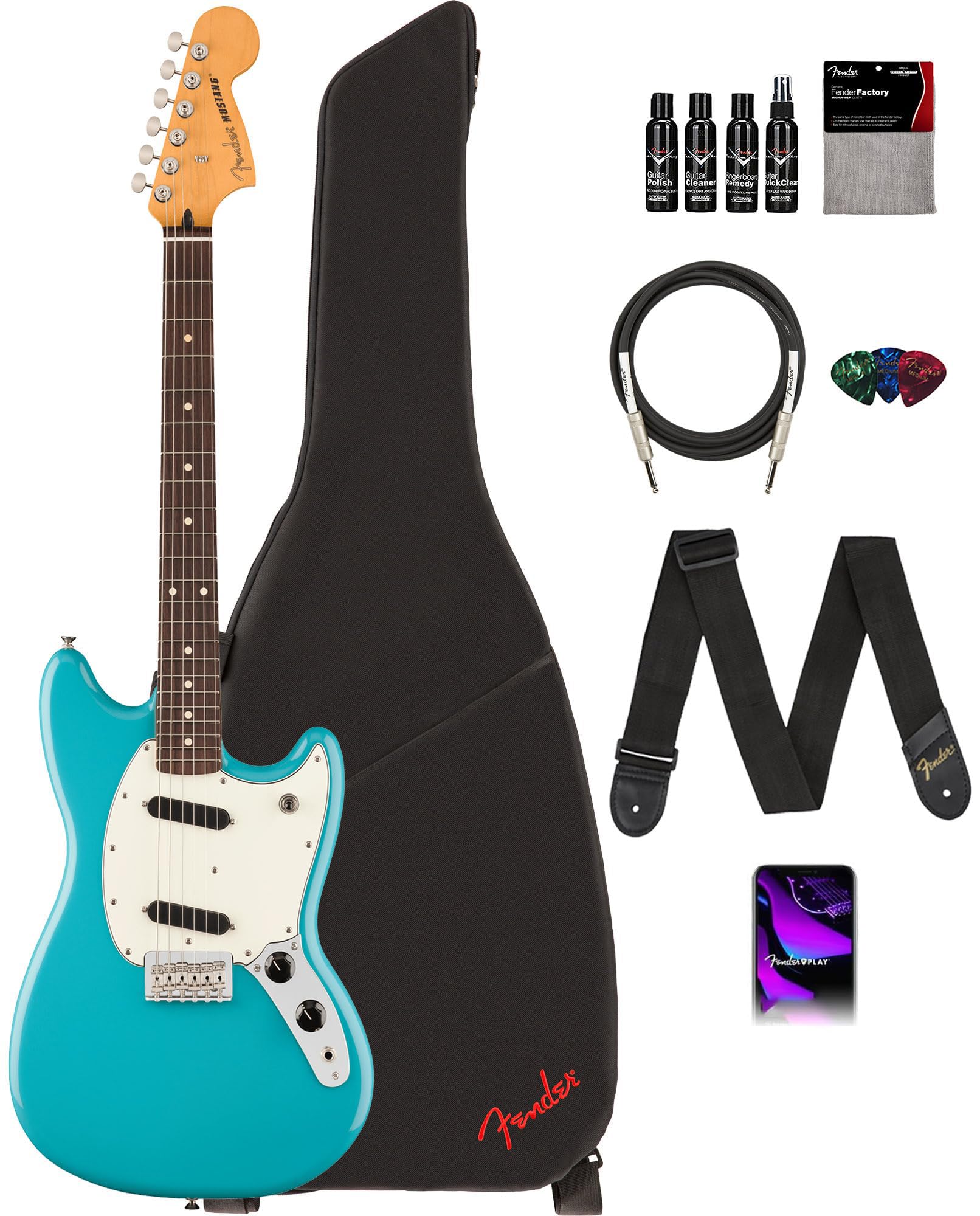 Amazon.com: Fender Player II Mustang - Aquatone Blue Bundle with