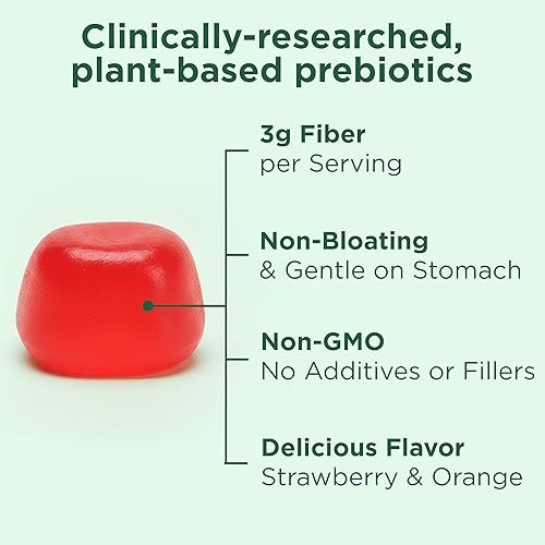 Vista 3 de Yuve Gomitas de fibra prebiótica – Deliciosas – Suplemento de fibra soluble de 0.11 oz – Apoya la salud digestiva y la regularidad – Gomitas