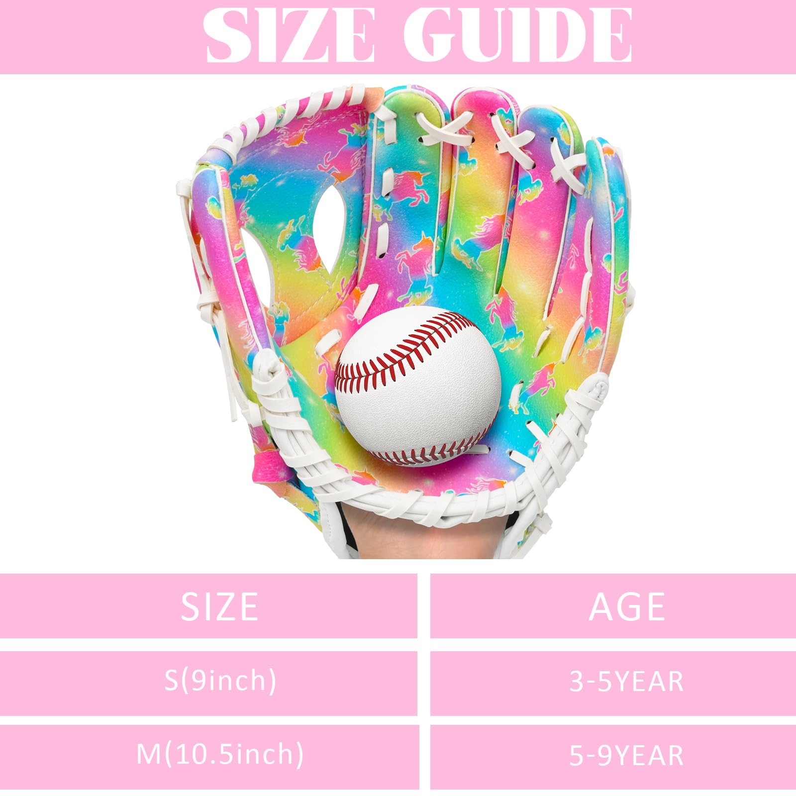 OlyPegic Gant de baseball pour enfants de 3 à 9 ans – Cuir synthétique facile à enfiler | Paume en polyuréthane | Maille respirante | Doublure douce | Tee Ball et Little League | Garçons et filles |