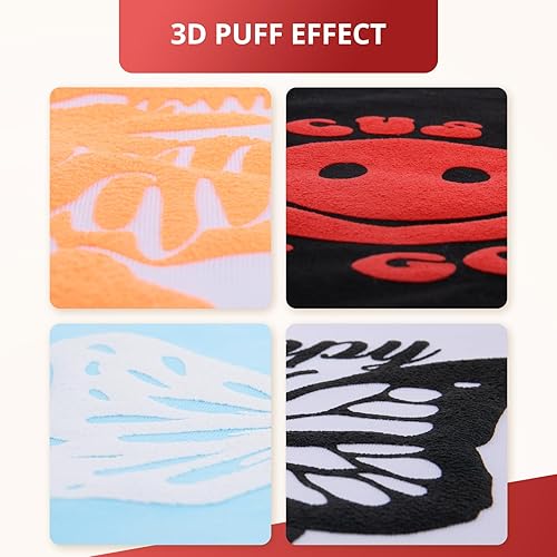 Miniatura 3 de HTVRONT Rollo de vinilo de transferencia de calor, rollo de vinilo 3D Puff HTV de 12 pulgadas × 10 pies, vinilo de transferencia de calor 3D de