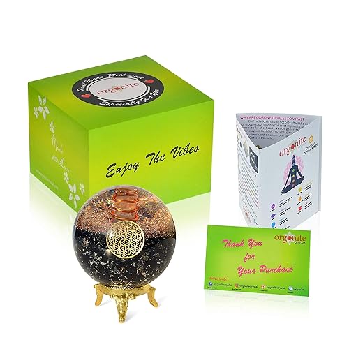 Miniatura 9 de Orgonite Crystal Black Tourmaline Crystal Ball with Stand for Energy Purification and E-Energy Protection  Channels Positive Vibrations for Healing