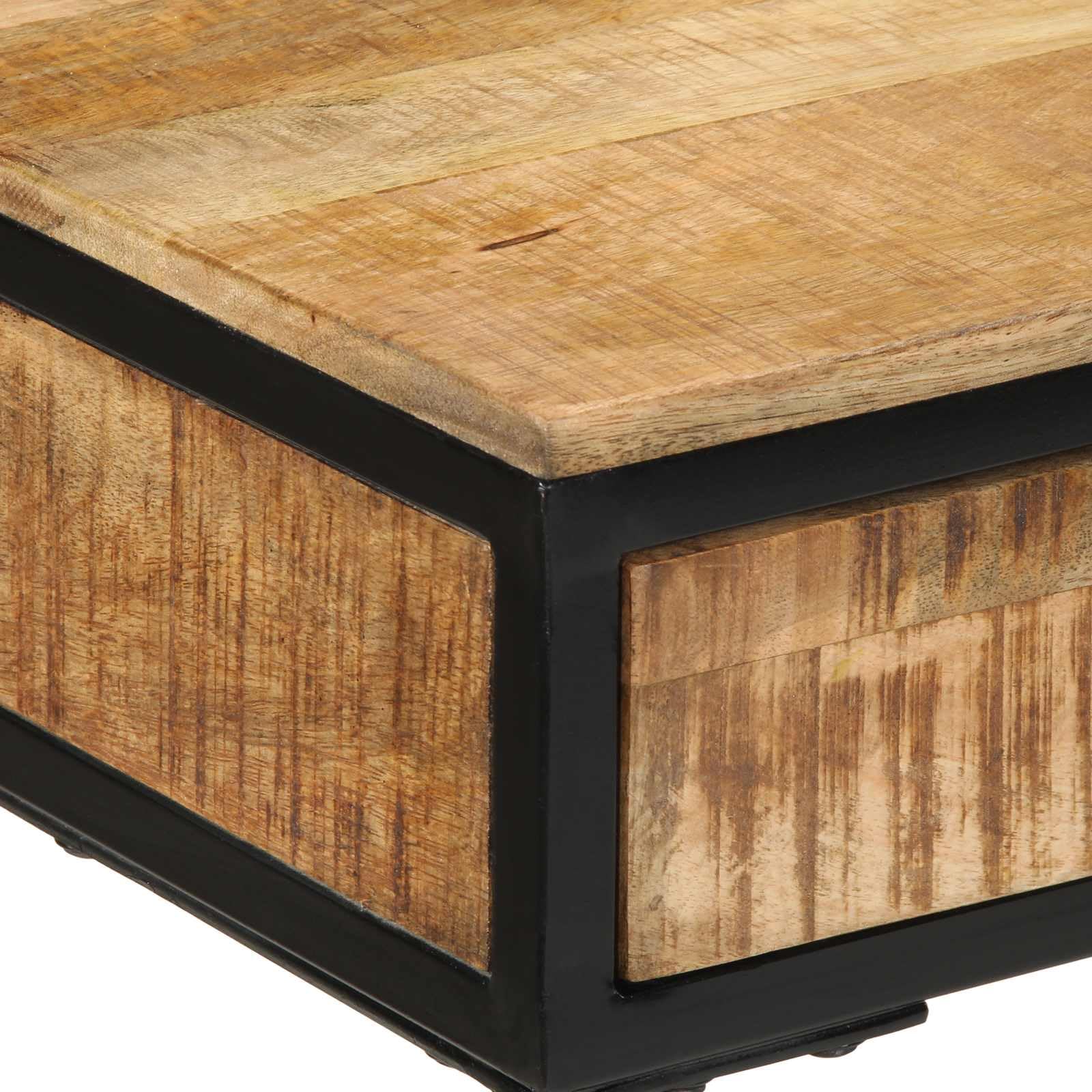 Schminktisch Massivholz Mango Braun 100x40x120 cm mit Spiegel und Schubladen, Stabiler Metallrahmen, minimalistischer Make-up Tisch für Schlafzimmer