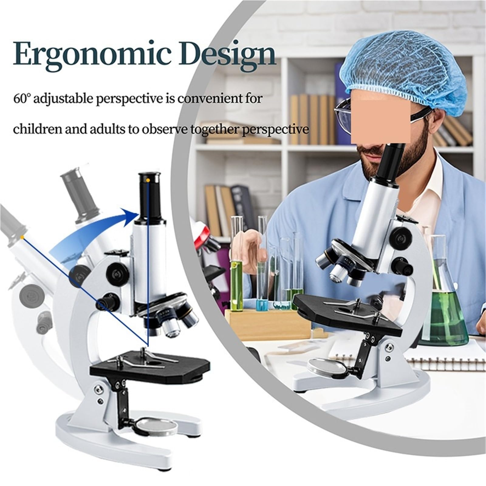 Mikroskop cyfrowy, Monokularowy celownik optyczny 64X-2400X celownik szkolny naukowy eksperymentalny celownik biologiczny cyfrowy celownik dla dzieci
