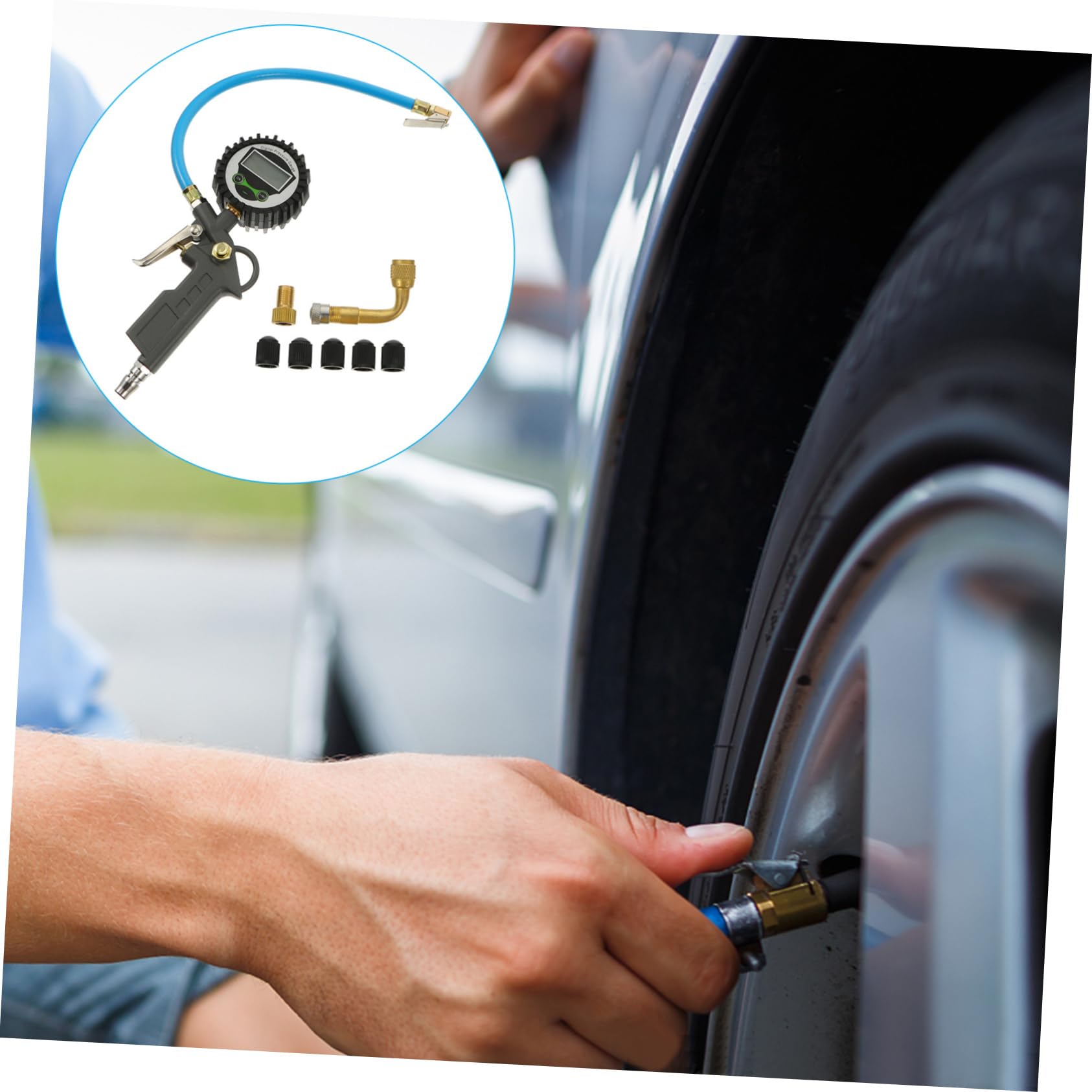 Mikinona Manomètre de Pression des Pneus Outil Portable de Mesure Pression des Pneus pour Voiture Alliage D'aluminium Léger Affichage Numérique Précis