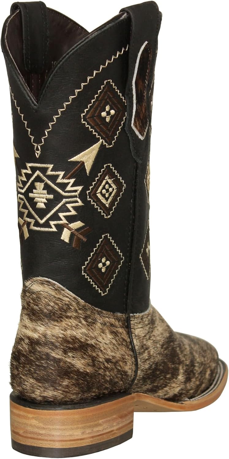 Texas Legacy Mens Brown Cowboy Boots Real Cow Hair Leather Rodeo Wear Square Toe - Image 3