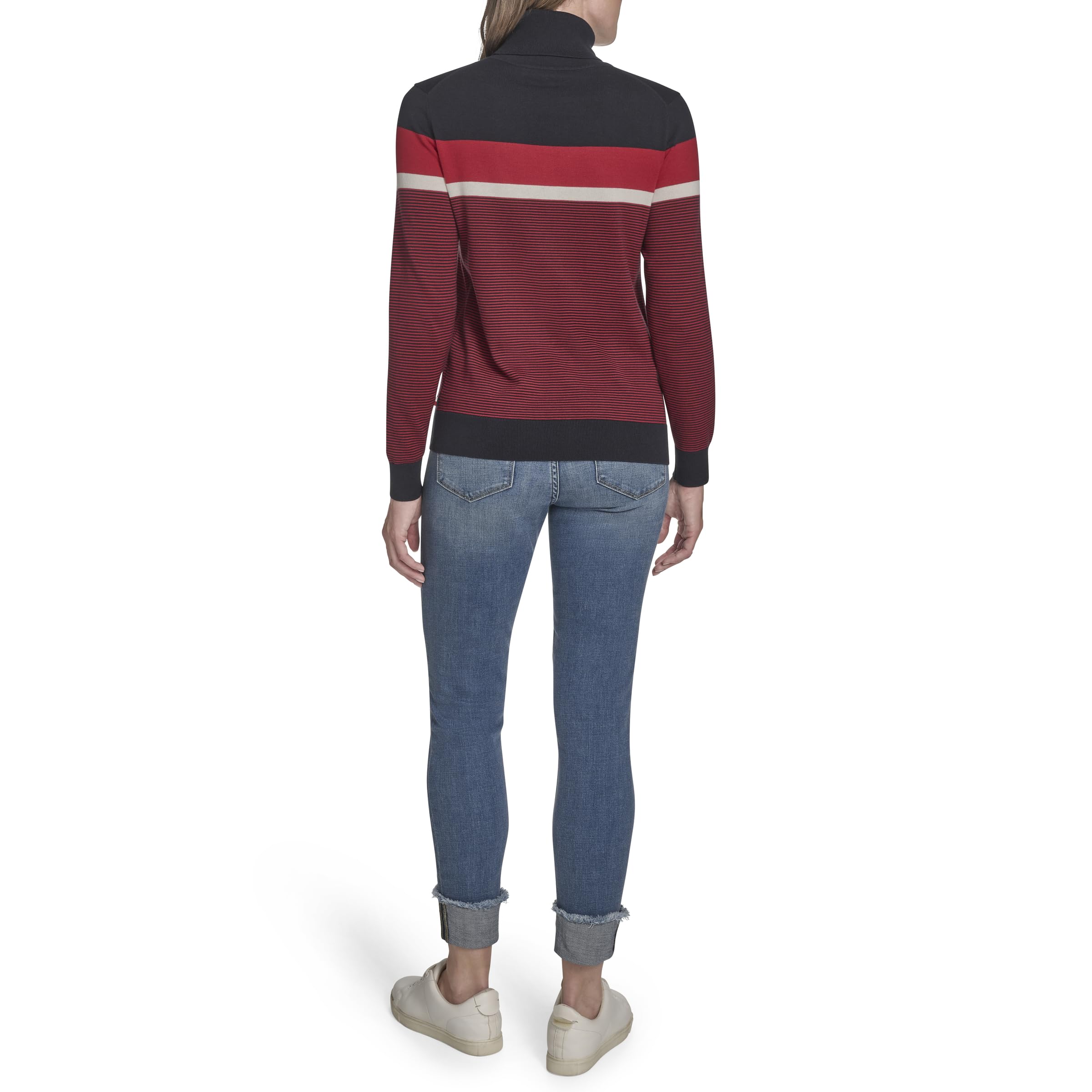 Tommy Hilfiger Long Sleeve Cotton Turtleneck Light Weight Sweater Maglione Donna