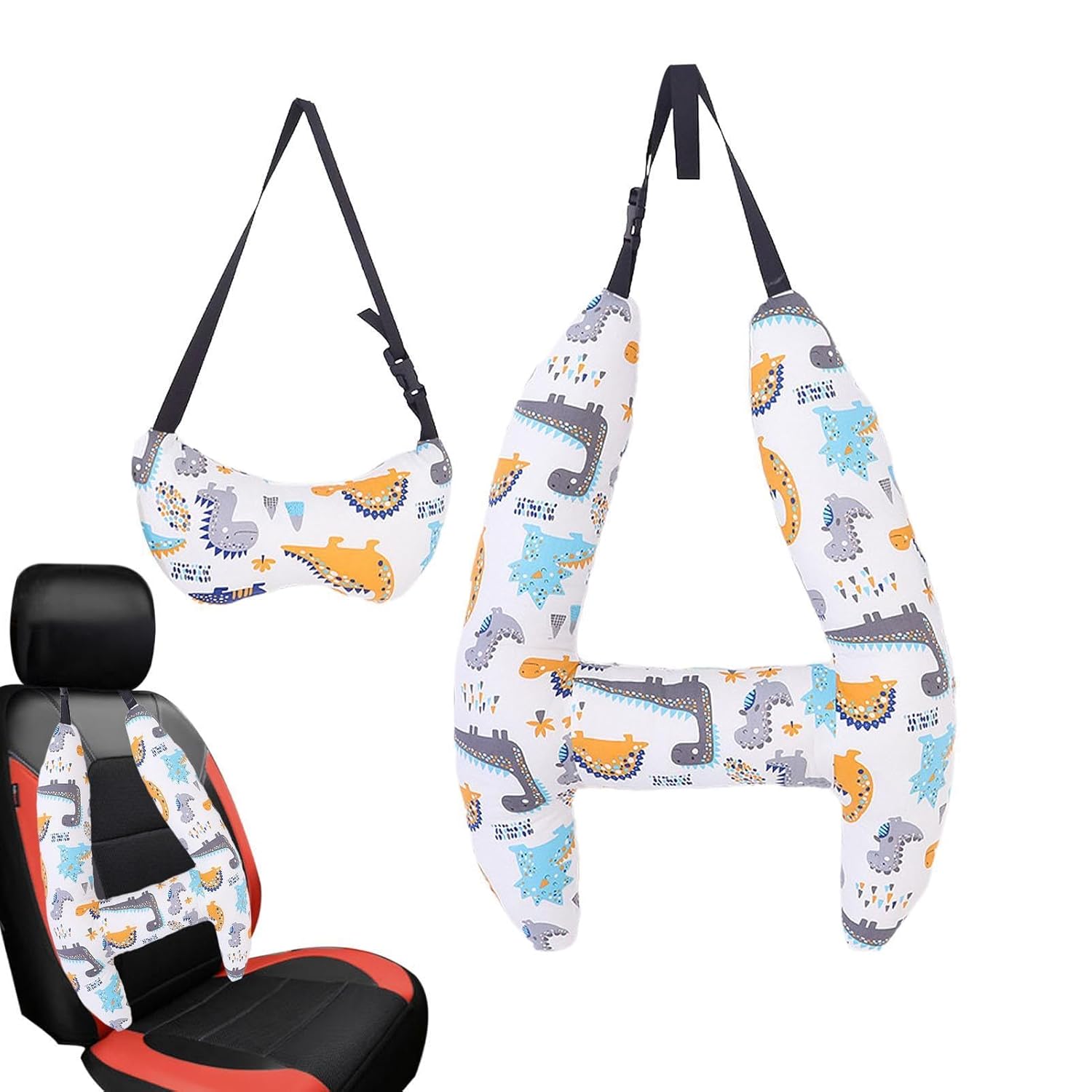 H-Shape Car Sleeping Pillow Kids, He-ad and Neck Support Kids Car Seat Pillow for Sleeping, Child Travel Pillow for Car, Car Travel Pillow with Headrest for Kids Adults, Car Seat Pillow for Road Trips