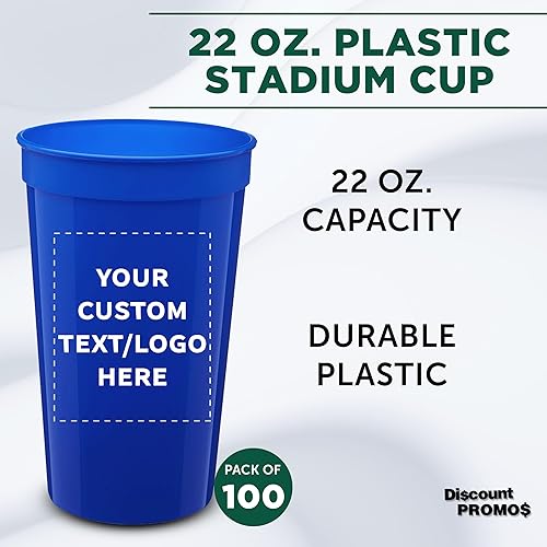 Miniatura 85 de DISCOUNT PROMOS Vasos de plástico personalizados para estadios, 22 onzas, juego de 10, paquete personalizado a granel, perfecto para cumpleaños