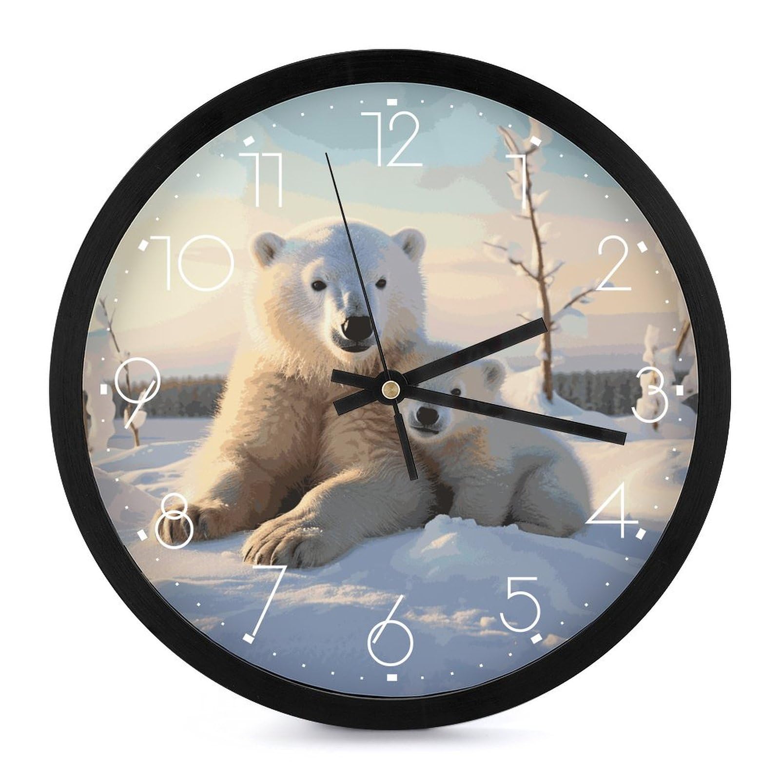 Horloge murale mignonne ours polaire pour décorer la chambre de bébé avec tendresse