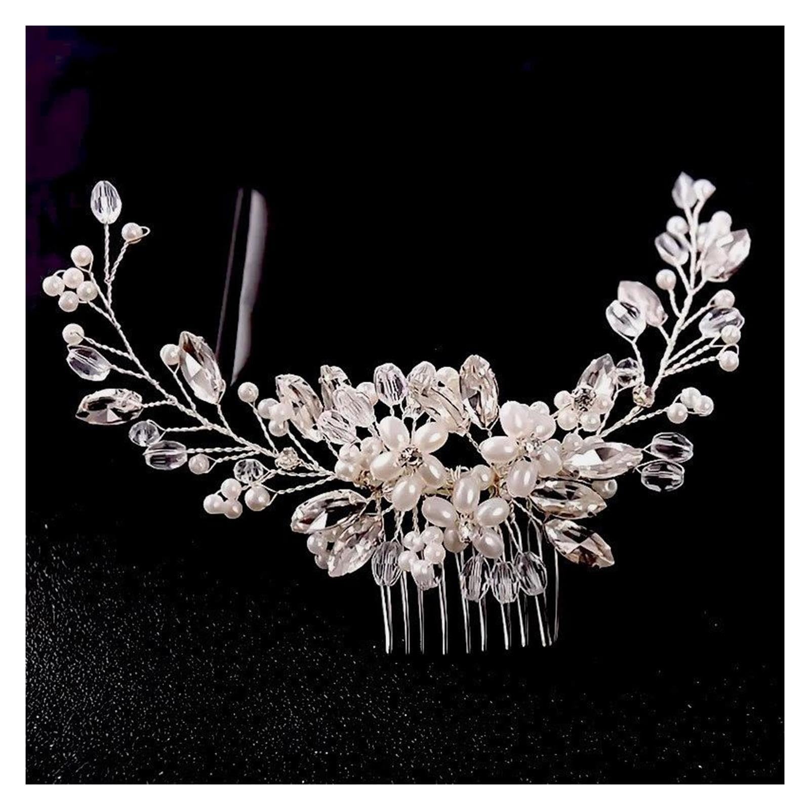 Brauthaarkamm Handgefertigter Haarkamm Kronen-Kopfschmuck for die Braut(Silver)