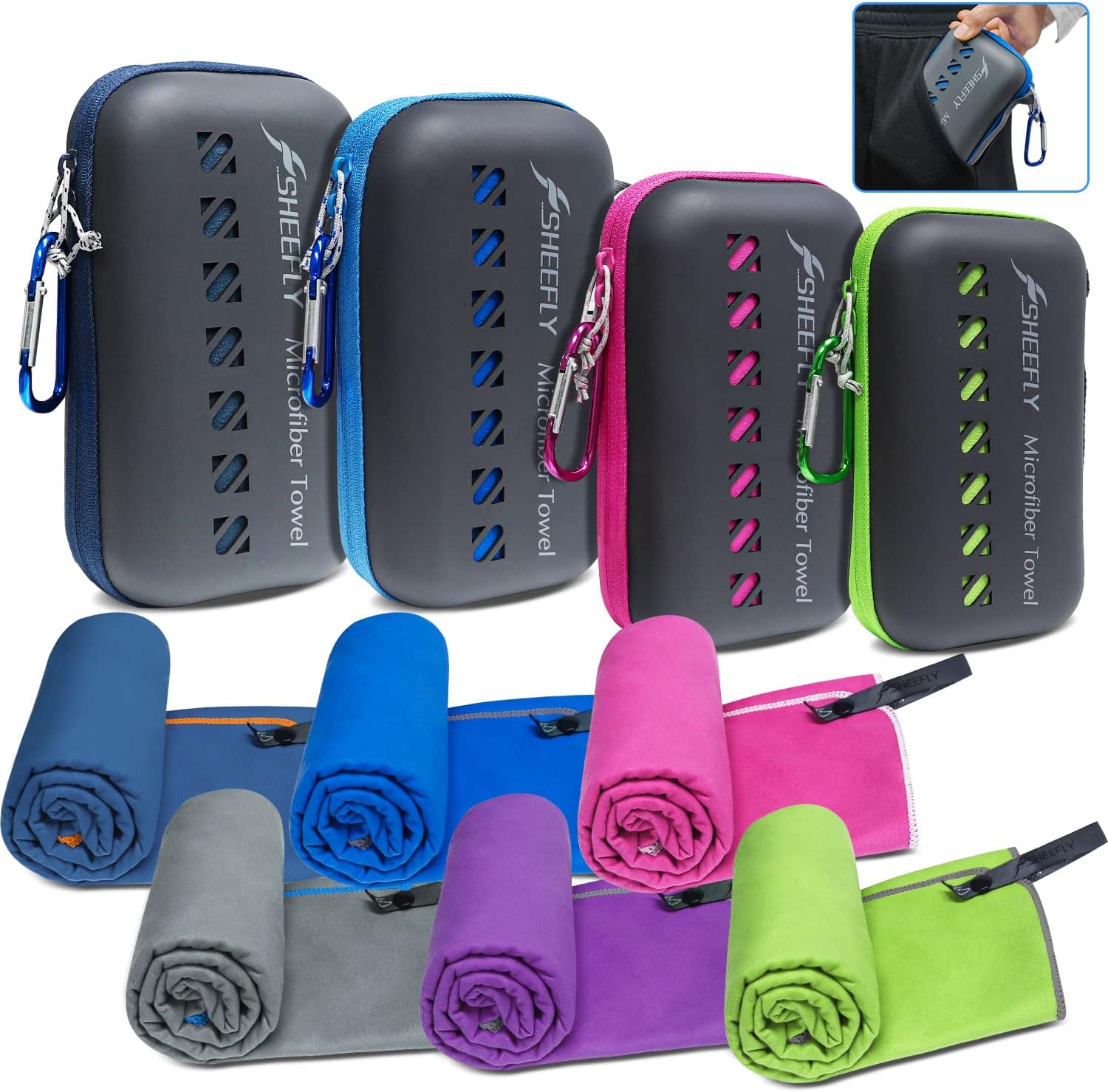 SHEEFLY Microfiber Camping Towel,Quick Dry Towel for Camping,Super