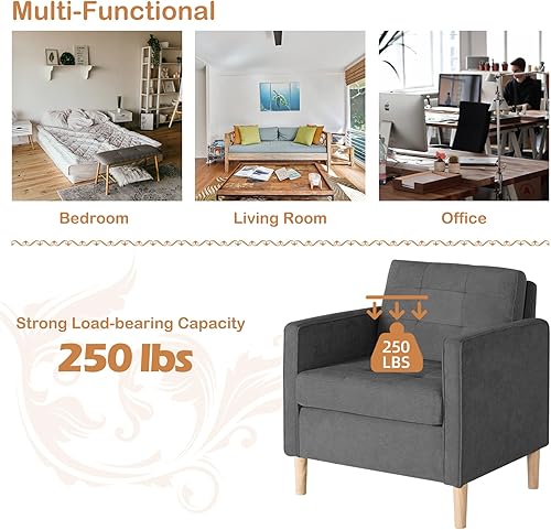 Miniatura 7 de STHOUYN Silla de dormitorio moderna y cómoda de mediados de siglo para adultos, silla de lectura para sala de estar, oficina, adecuada para espacios