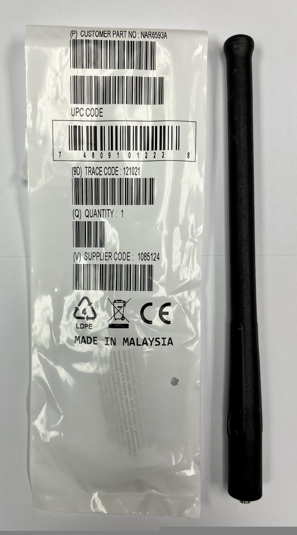 Motorola Solutions Helical VHF Whip Antenna NAR6593, 136-174 MHz, GPS Compatible, APX Series Radios
