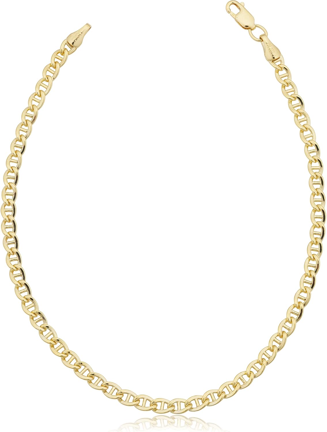 Solid 14k Yellow Gold Mariner Link Bracelet for Men and Women (3.4 mm, 8.5 inch)