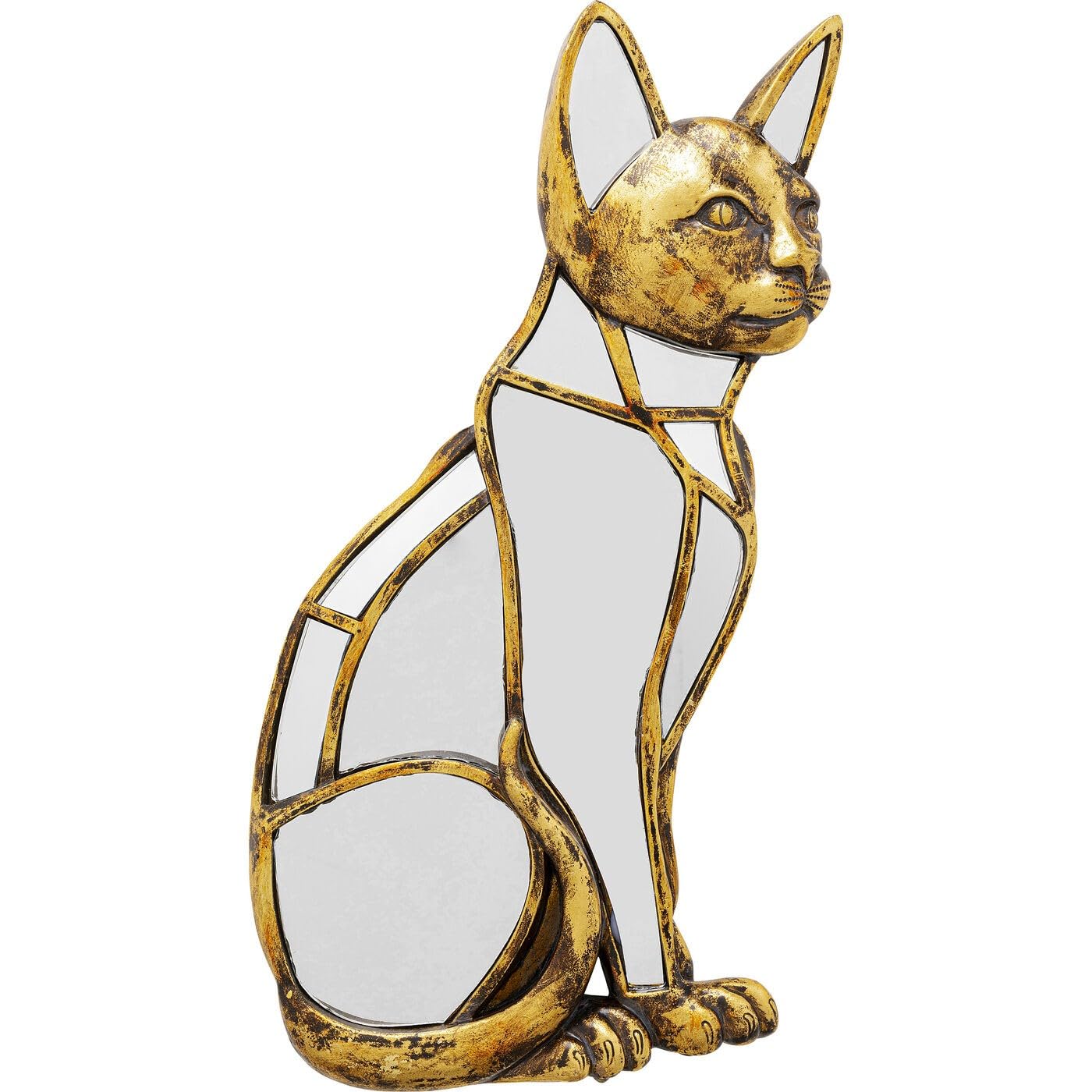 Kare Design oggetto decorativo Cat, argento/oro, motivo animale gatto, bassotto. accessorio parete soggiorno, corridoio, lounge, stile art déco, 38x24 cm