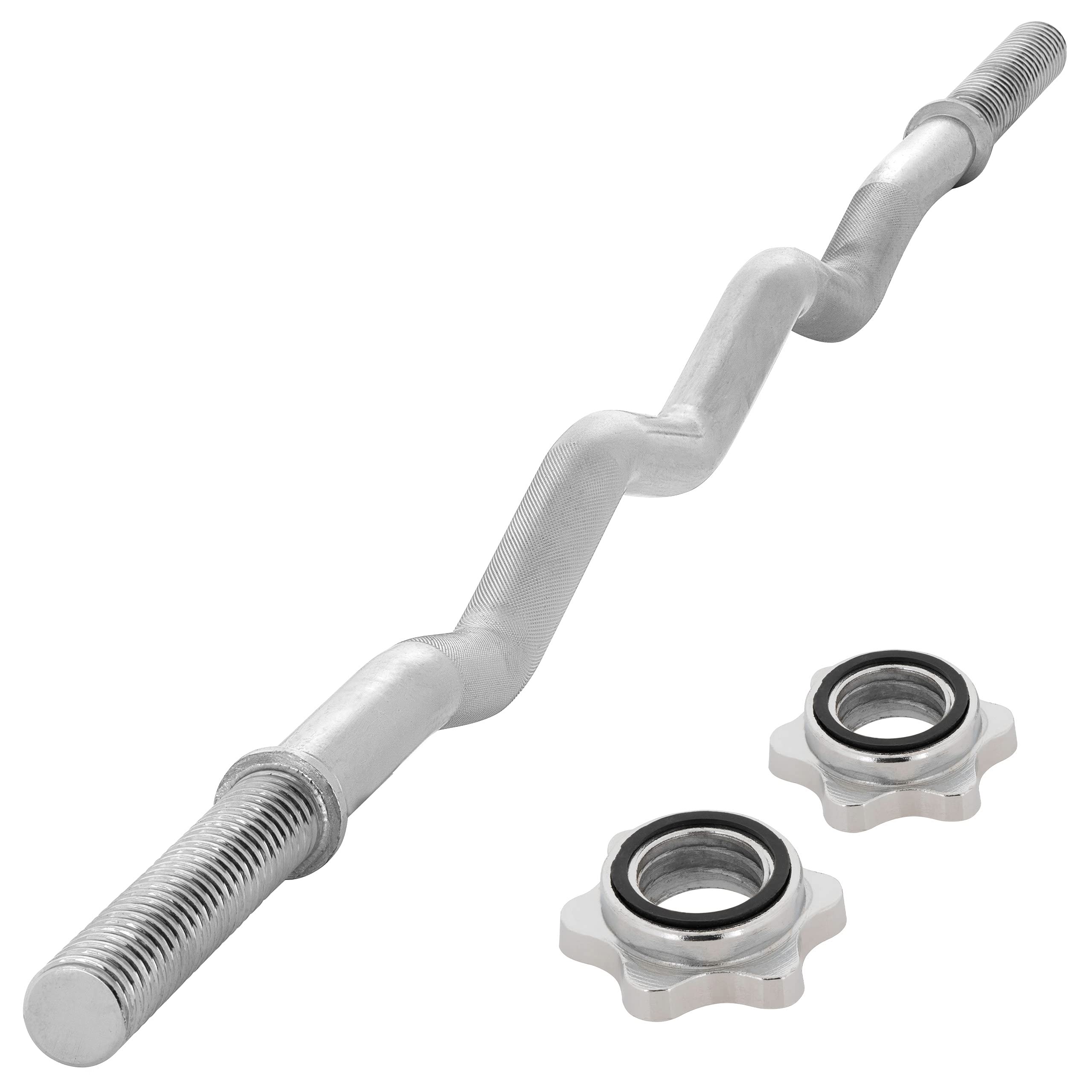 Curlstange 120 cm Krafttraining Zugstange silber verchromt Sternverschluss Workout Bodybuilding Fitness Gewichtheben bis 150kg