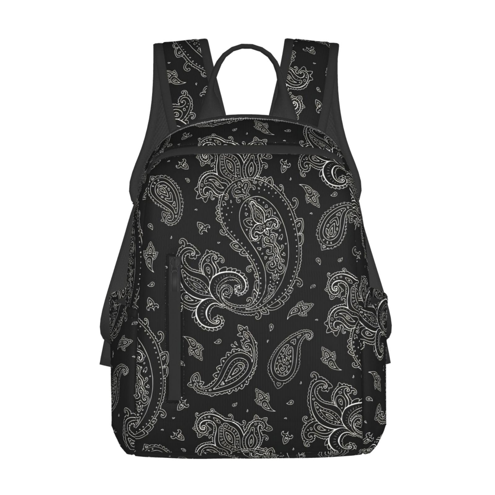 Ktfdey Black Paisley Lightweight Casual Backpack – Durabledaypack For Travel & Shopping, Stylish Drawstring Bag For Men & Women
