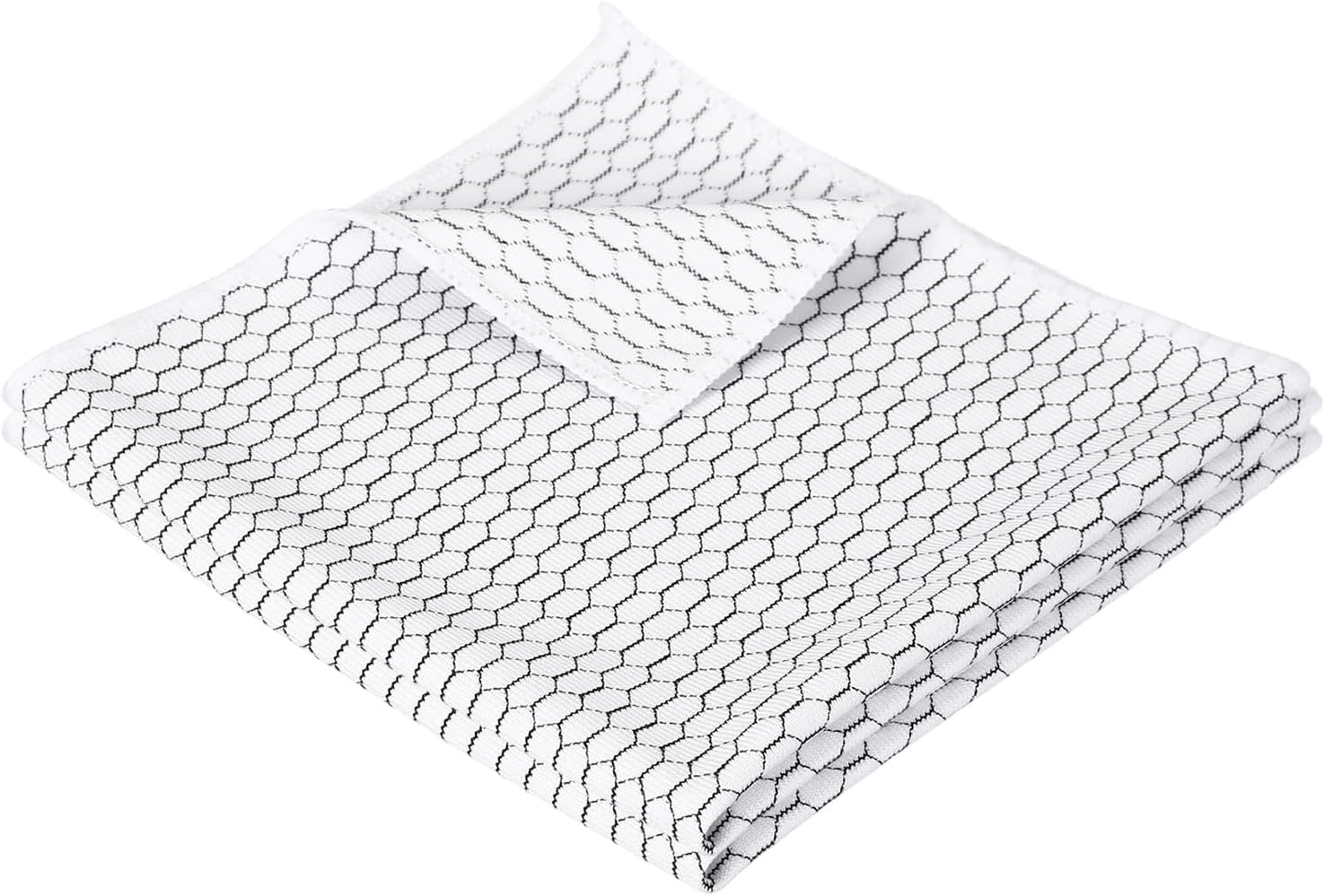 PATIKIL 16 x 16 Inches Fish Scale Microfiber Cloth, 2PCS Ultra Absorbent Streak Lint Free Cleaning Towels Polishing Glass Drying Towel for Mirror Window Kitchen Cars Dish, White