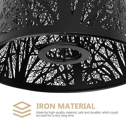 Miniatura 8 de Pantalla de sombra de árbol, 2 piezas, cubierta creativa de lámpara de hierro para mesa de piso E27, lámpara de araña decorativa hueca tallada