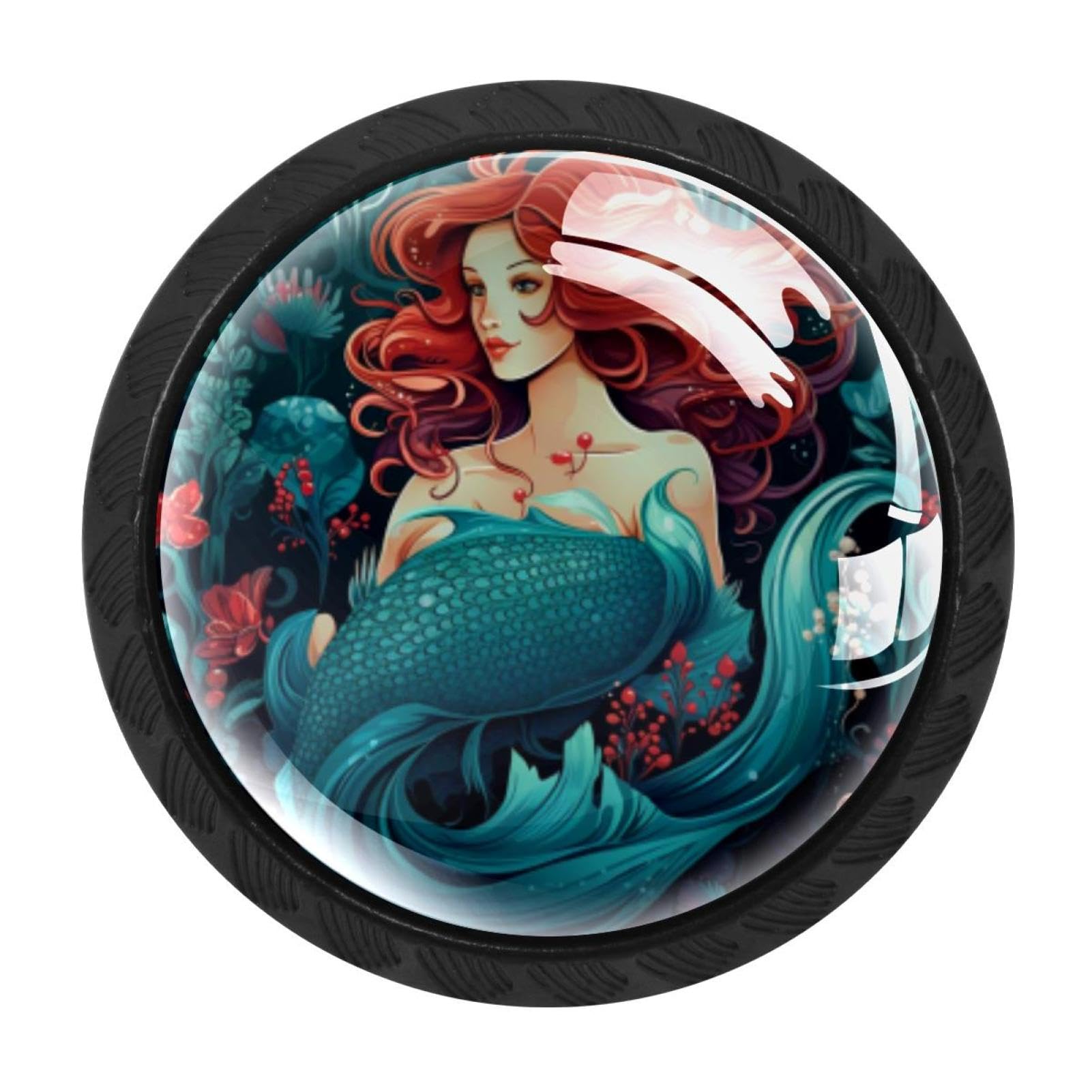 Chenzzzz Multicolored 03 4 Pieces Kitchen Cabinet Drawer Dresser Door Knobs Pulls Handles, Mermaid