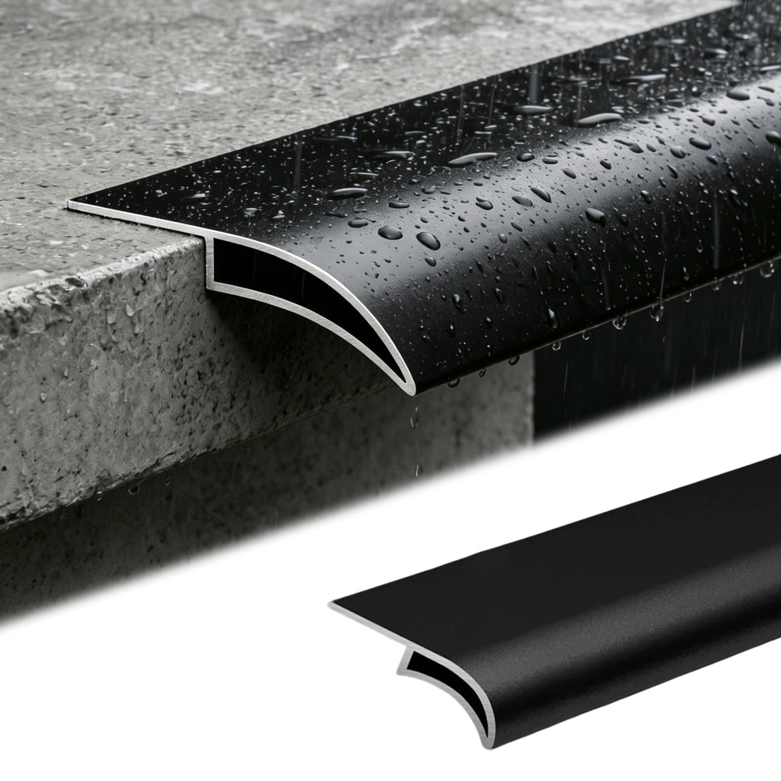 Viiguiy W0.8in/20Mm Drip Edge Flashing For Roof Eaves, Exterio Wall Aluminum Rainwater Diverter Trim, Terrace Balcony Water Drainage Profile, Easy To Install(,L2.5m/8.2Ft)