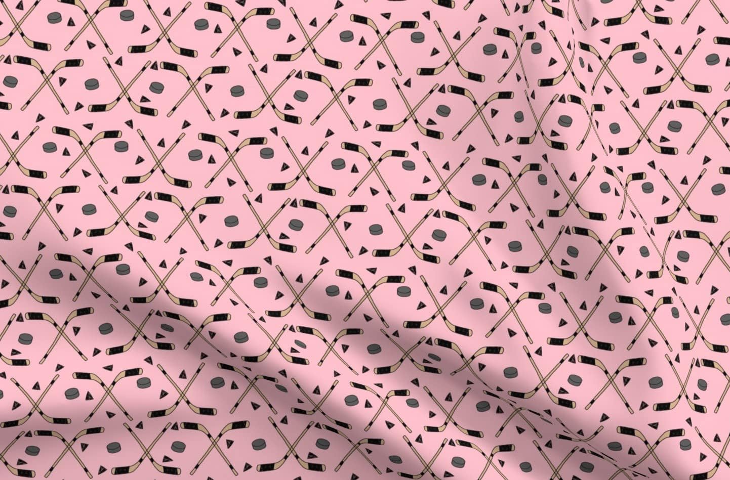 Spoonflower Fabric - Hockey Sports Sport Ice Kids Pink Sticks Outdoor Exercise Printed on Petal Signature Cotton Fabric by The Yard - Sewing Quilting Apparel Crafts Decor