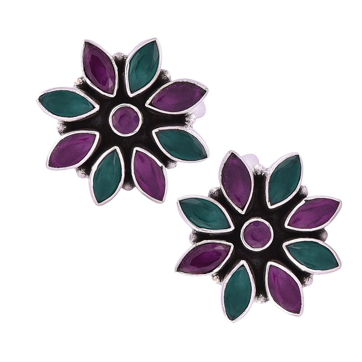 925 CZ Silver Emerald Ruby Toe Rings (Leg Finger Rings) In Pure 92.5 Sterling Silver For Women | Toe Rings for Women and Girls | Chandi Bichiya