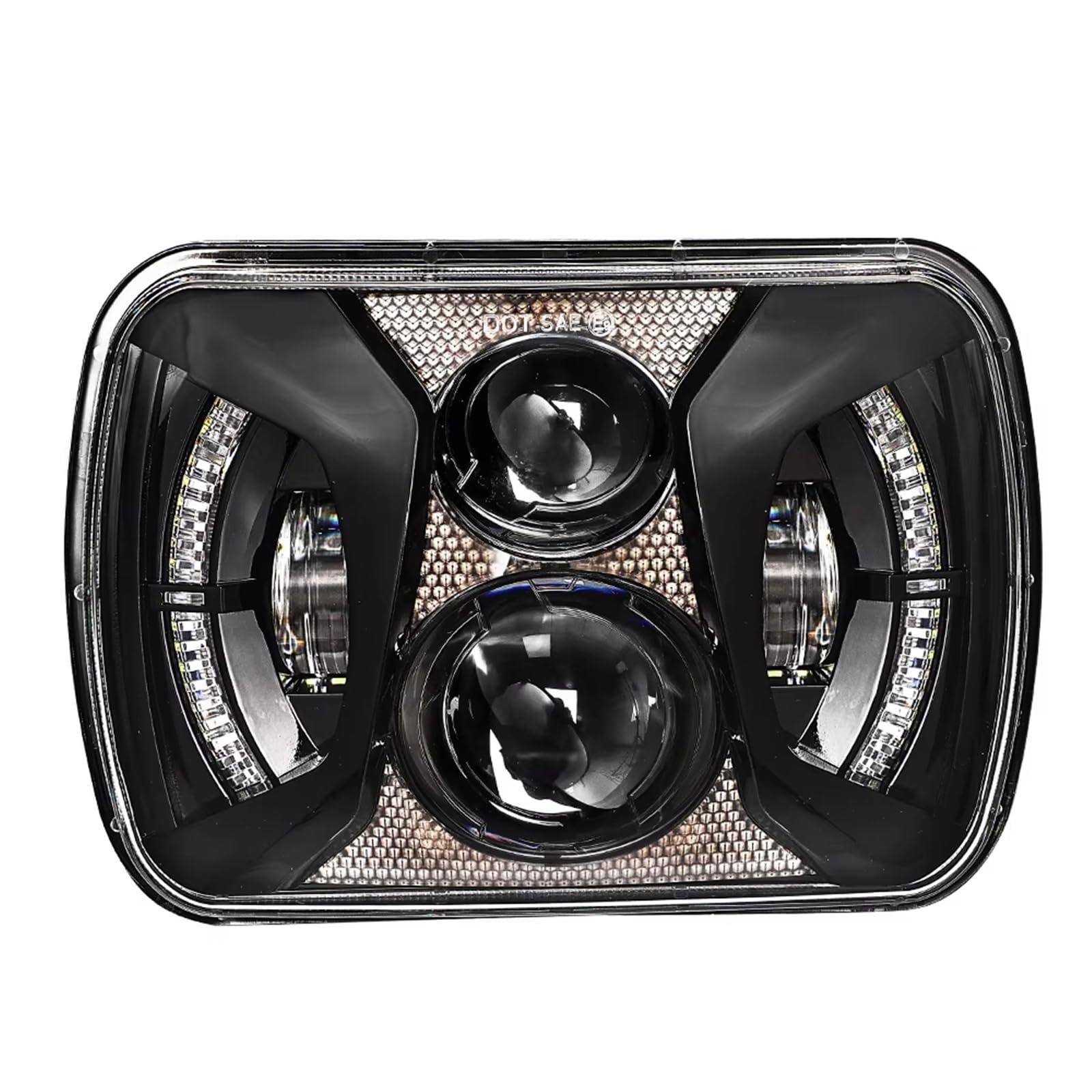 Faro Anteriore Gruppo 5x7 Ha Condotto Il Faro Angel Eyes Led 12v Quadrato Fari A Led Per Jeep Per Cherokee XJ Off Road YJ H6054 6052 6054 H5054 Set Di Fari(2 piece,002)