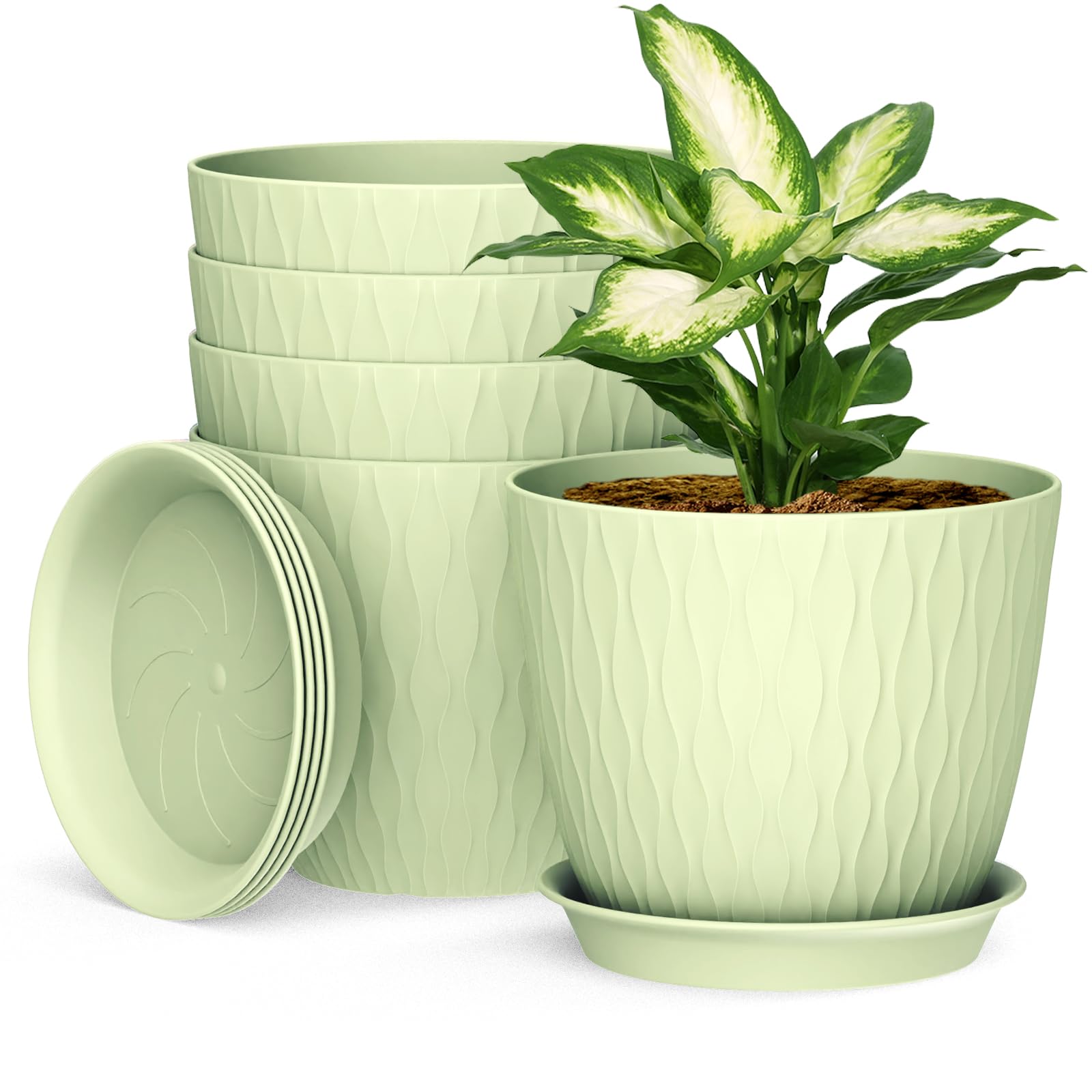 Homeuouz 5 Packs Blumentopf mit Untersetzer