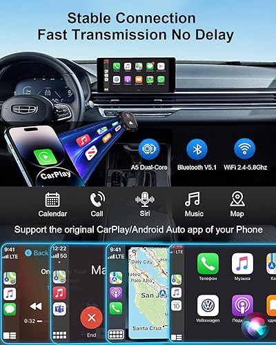 Miniatura 4 de Adaptador inalámbrico CarPlay 2023 Actualización inalámbrica CarPlay Dongle Convertir Apple Car Play con cable a inalámbrico, Plug & Play, conexión