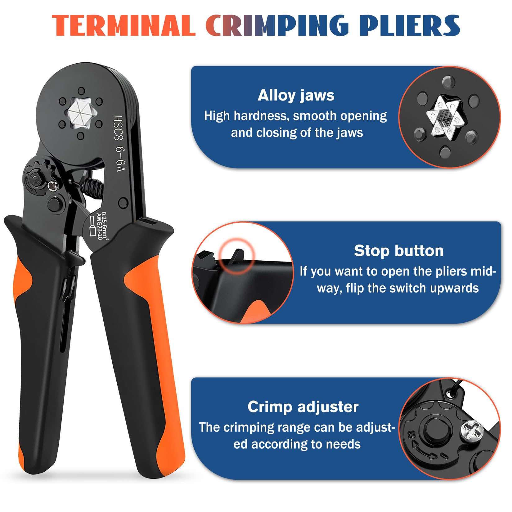 Idota Crimpadora 0.25-6mm² Terminales Electricos Hexagonales Punteras