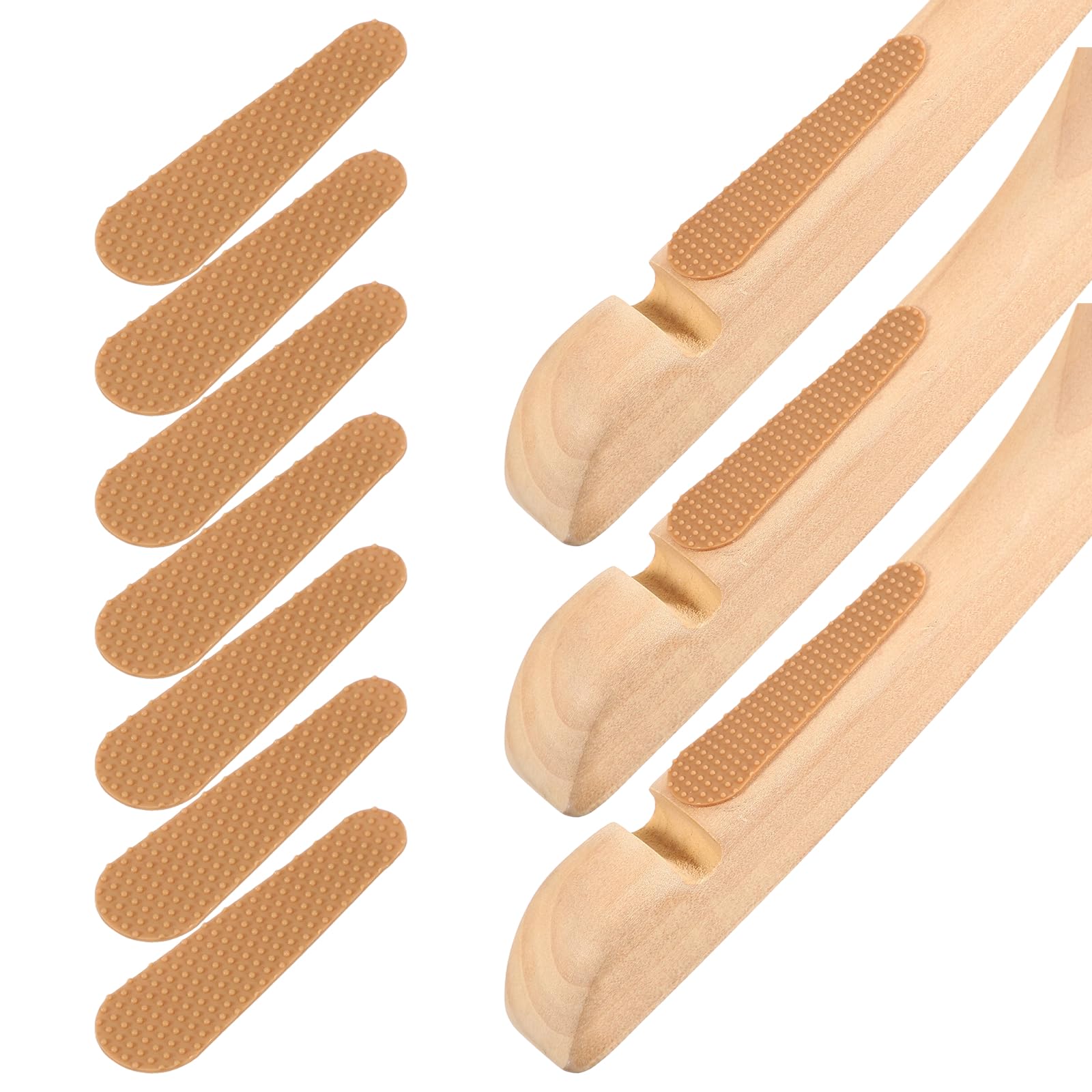 sourcing map 60 Pcs Clothes Hanger Grips Non-Slip Rubber 68mm Silicone Clothing Hanger Strips for Wood Plastic Home Stores Use Dotted Design, Brown