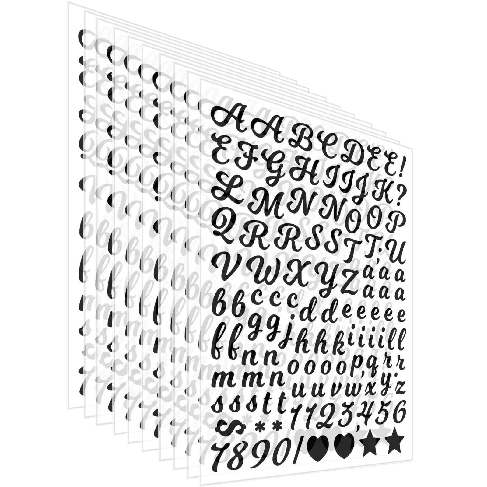 10 Sheets Alphabet Letter Stickers, 0.5 Inch Vinyl Self-Adhesive Letters and Numbers Decals Kit for Signs, Windows, Doors, Cars, Trucks, Business,