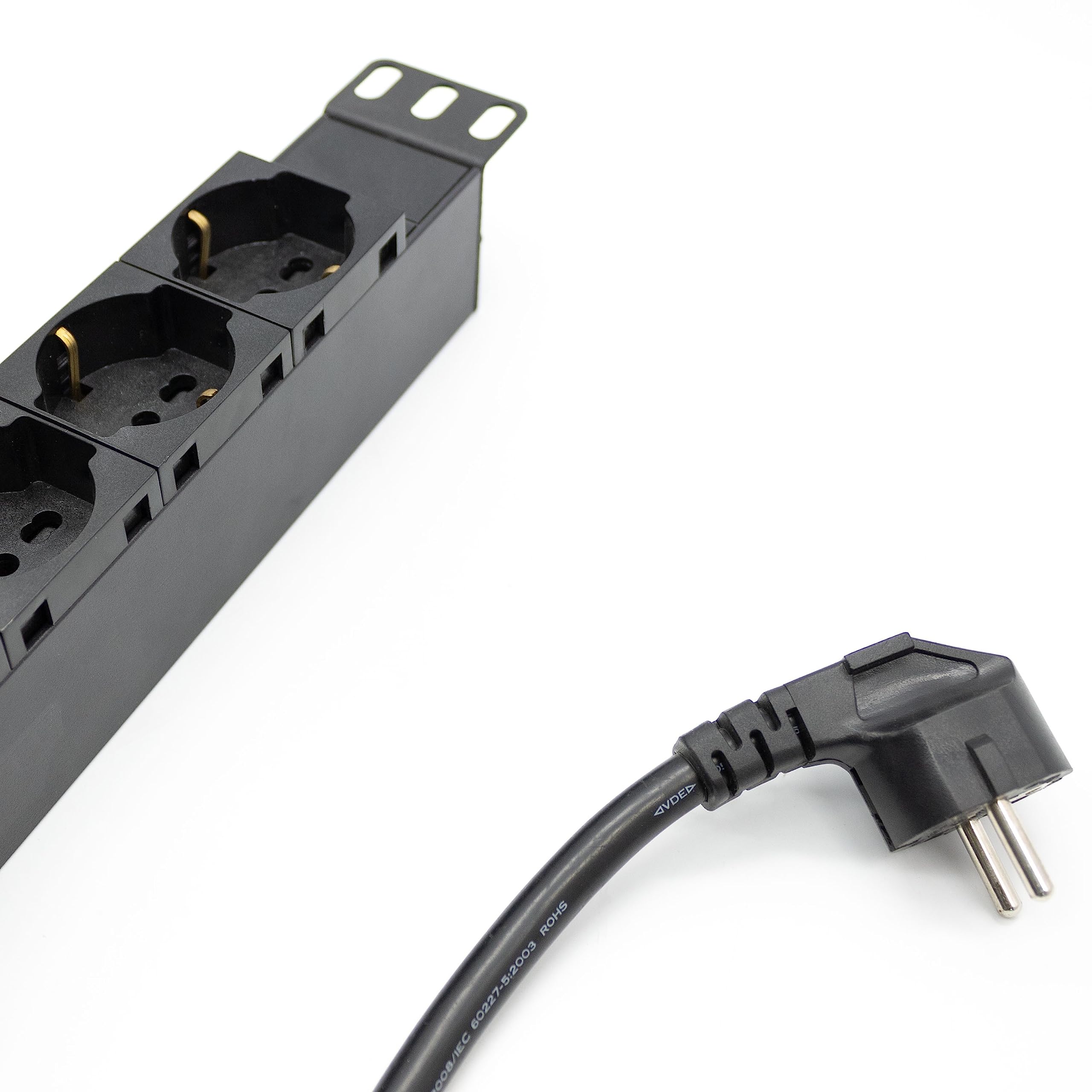 Simpletek Steckdosenleiste mit 19-Zoll-Rackblende | 6 Schukosteckdosen horizontal | Stecker 10/16 A | Überspannungsschutz (überholt)