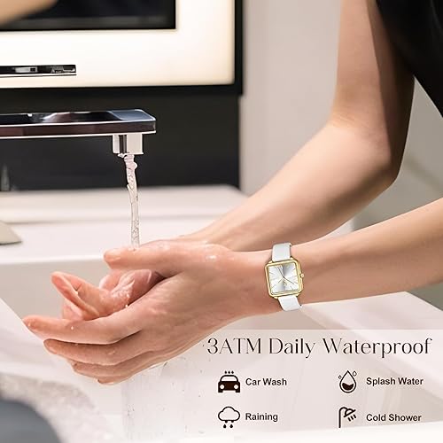 Miniatura 4 de Relojes para mujer, reloj cuadrado de cuero para mujer con elegante diseño de esfera elegante, reloj impermeable diario, reloj analógico de cuarzo