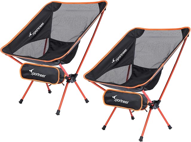 Sportneer Camping Chair, Compact Ultralight Camp chairs Portable Small Lightweight Folding Chair in a Bag for Backpacking, Hiking, Picnic, Fishing Football Game Watching, 2 Pack
