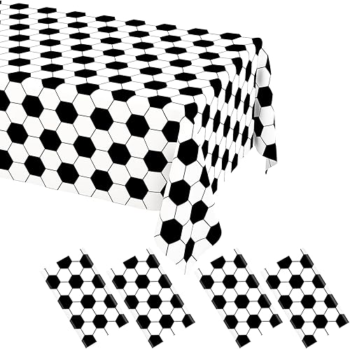 WNINK Paquete de 4 manteles de plástico desechables para fiesta de fútbol, para fiestas deportivas, cumpleaños, decoración de suministros de picnic